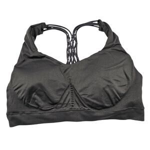 Morera Activewear Womens Sz L Seamless Sports Bra Lightly Padded Strappy Black